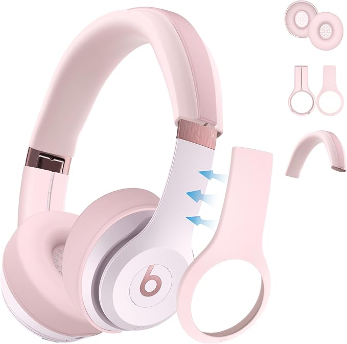Beats Headphone Solo 4 - 【3 in 1】Solo 3/4 ชุดฝาครอบเคสซิลิโคน,ฝาครอบแผ่นรองหูฟังป้องกันรอยขีดข่วน/ฝาครอบเชลล์/ที่คาดผมสําหรับหูฟัง Beats