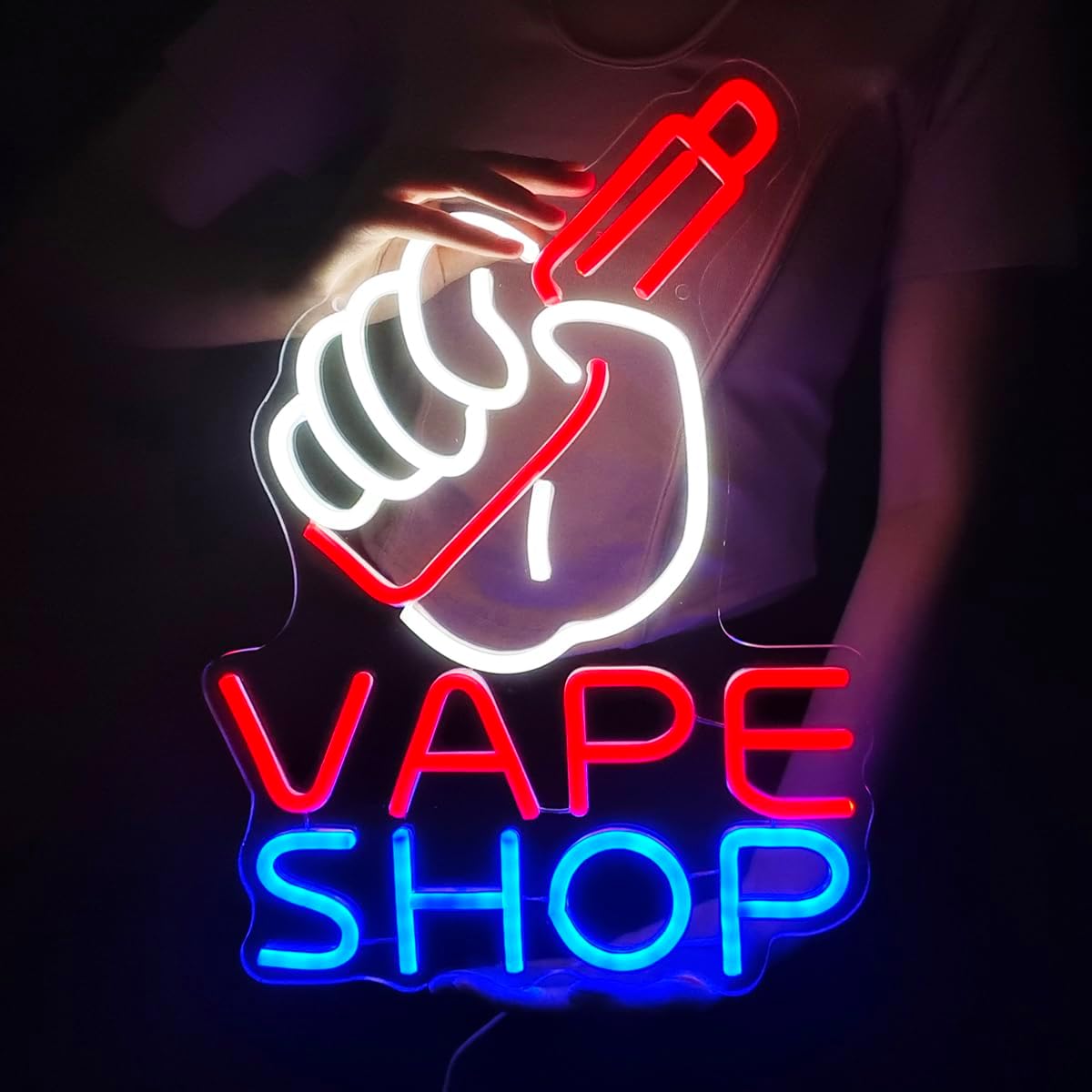 Vaping Store - ปากการูปหัวใจร้านบุหรี่ไฟฟ้าไฟ LED ติดโลโก้เครื่องตกแต่งฝาผนังวันเกิดวันคริสต์มาสของขวัญสามี