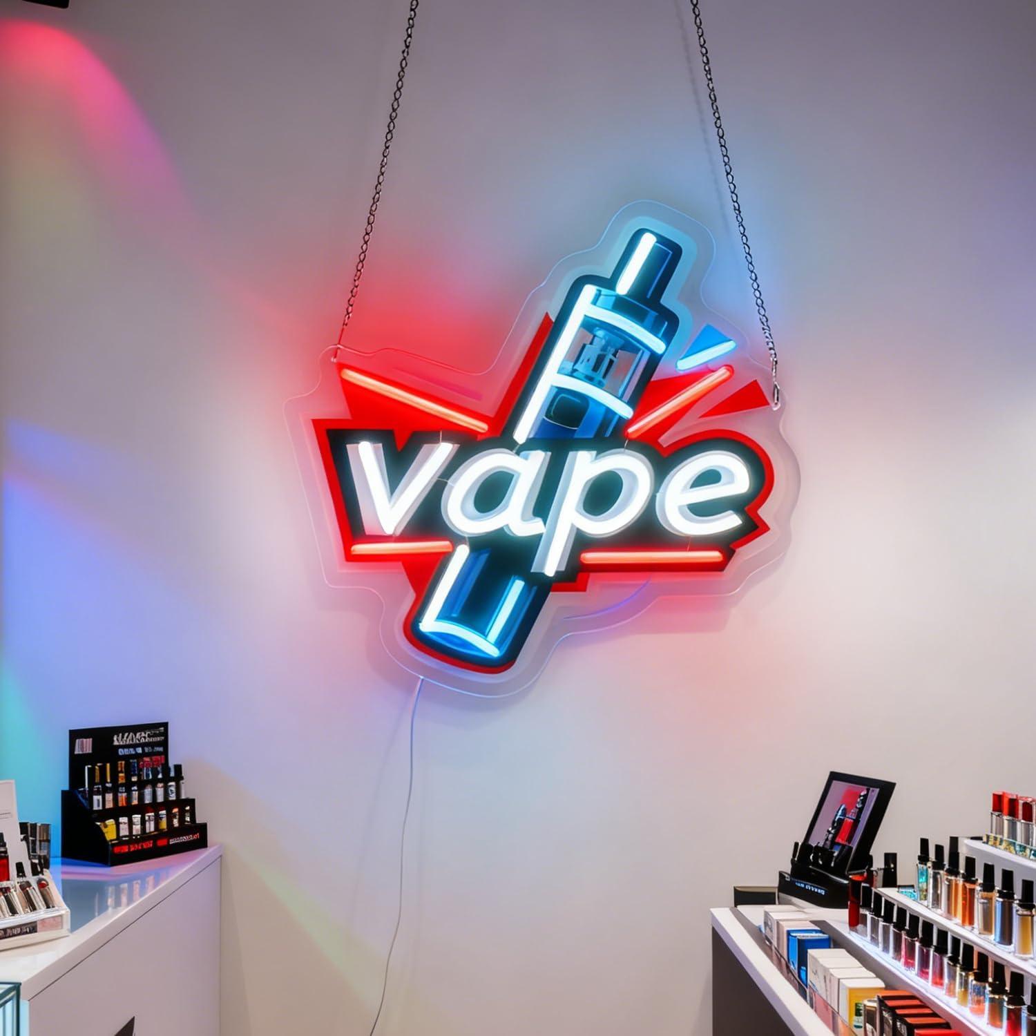 Vaping Store - ป้ายไฟนีออนแบบ USB ปรับความสว่างได้ สำหรับร้านขายบุหรี่ไฟฟ้า ร้านค้า บาร์