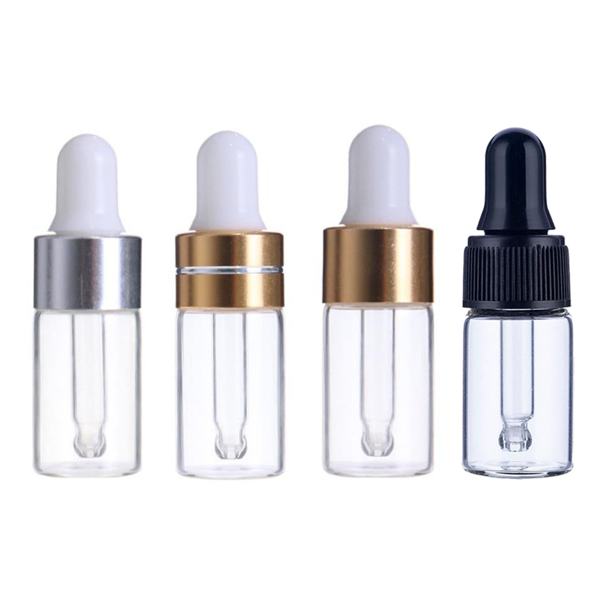 Juice Bottle Dropper - 30x50x100x1/2/3/5 ML แก้วใสน้ํามันหอมระเหยน้ํามันหอมระเหยขวด Dropper Silver Cap